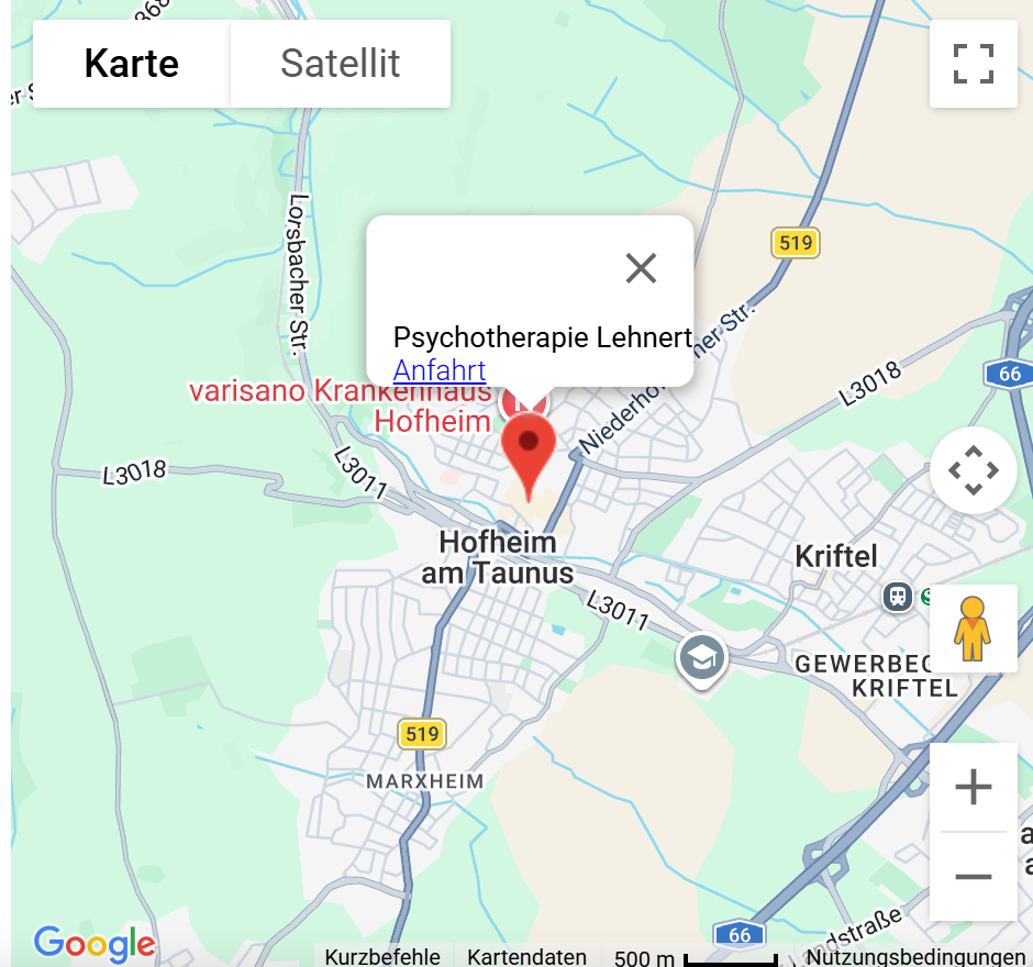 Karte: Praxisstandort Kirschgartenstr. 6, 65719 Hofheim am Taunus
